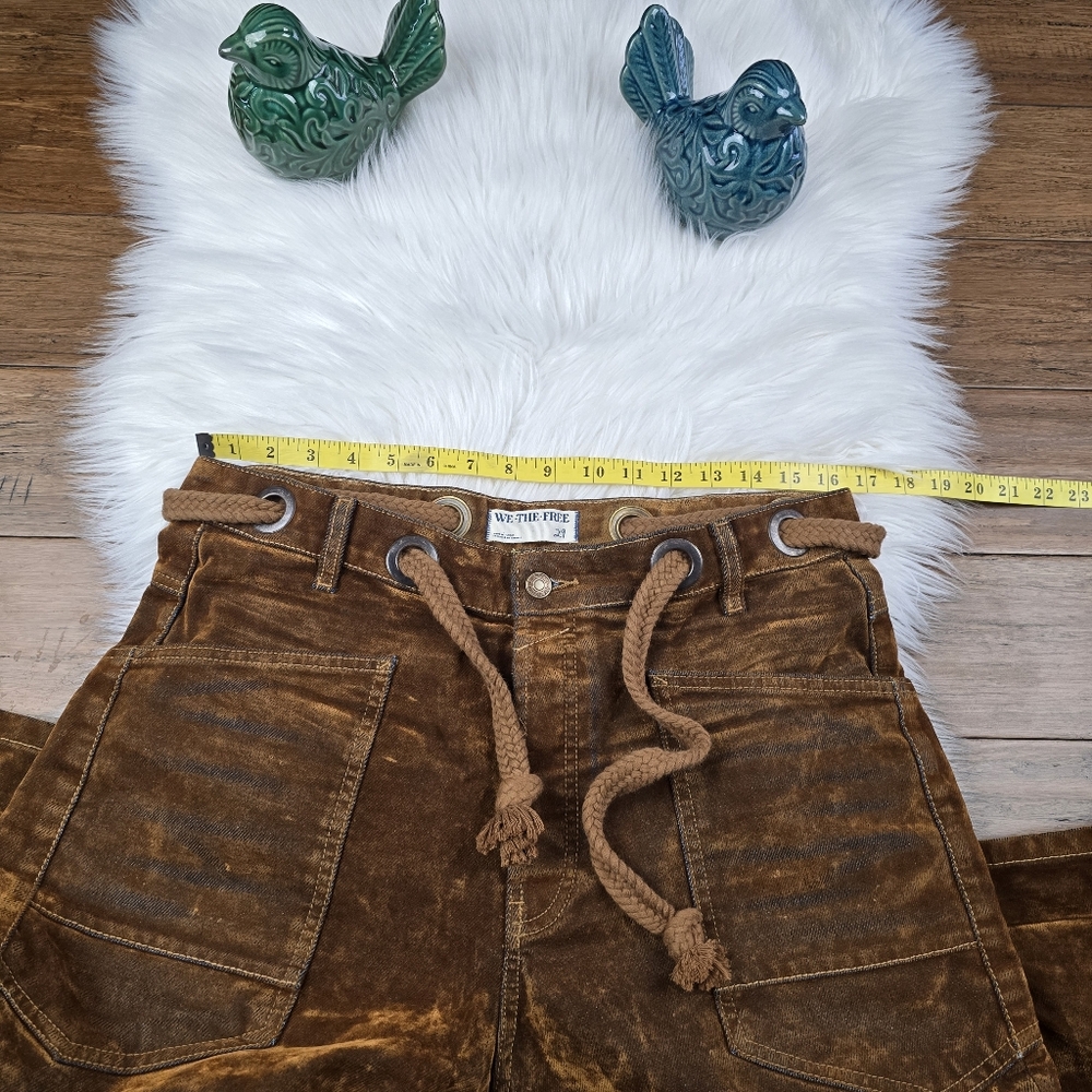 Free People We The Free Flocked Moxie Barrel Jeans Rust Size 29 - Picture 9 of 16